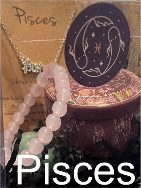 Zodiac Candle Set with Necklace, bracelet and crystal